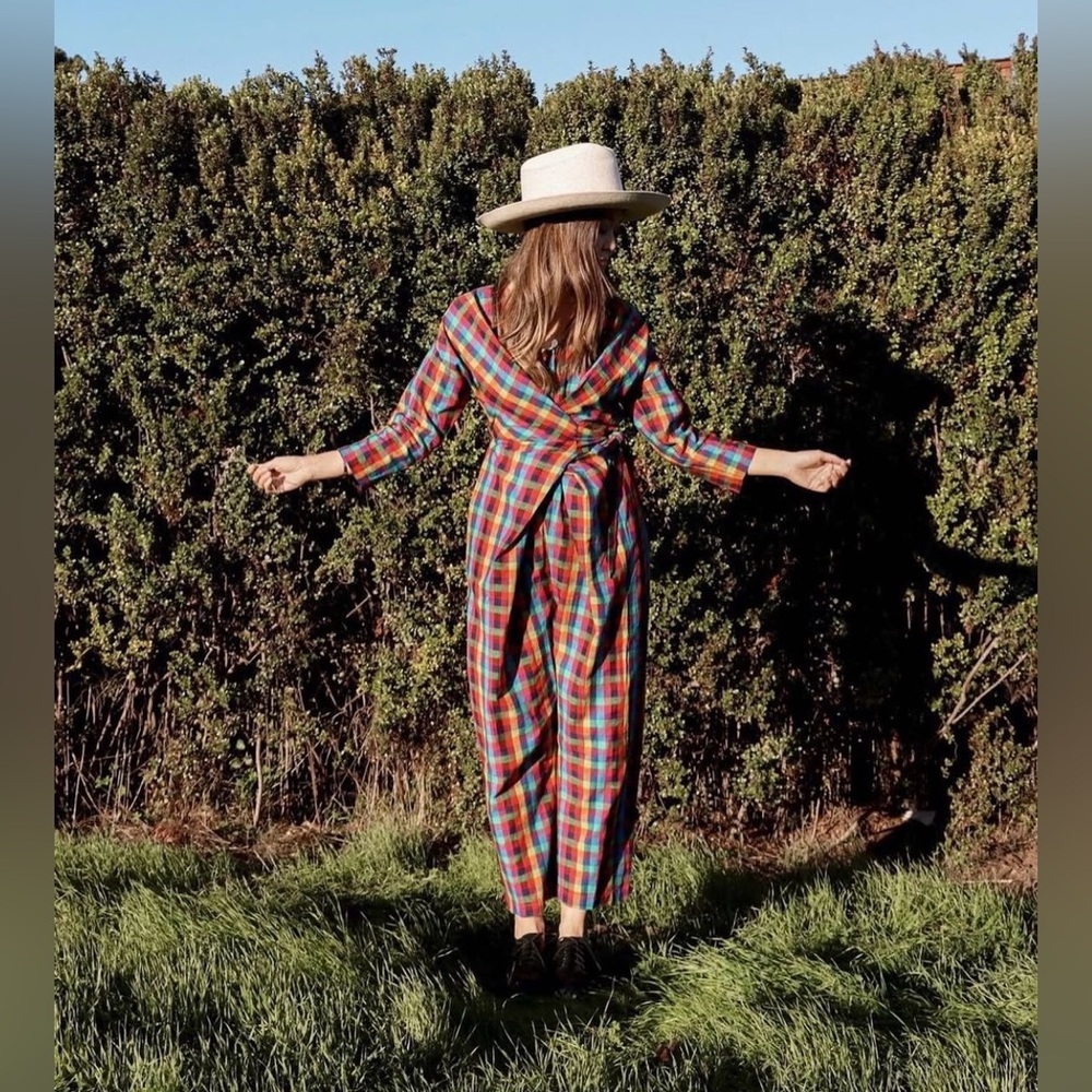 Plaid Wrap Jumpsuit in Multicolor